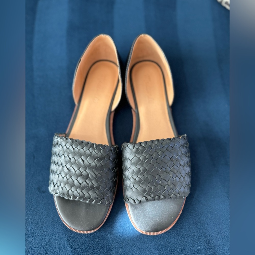 MADEWELL The Kinsley d'Orsay Flat in Woven Leather Black